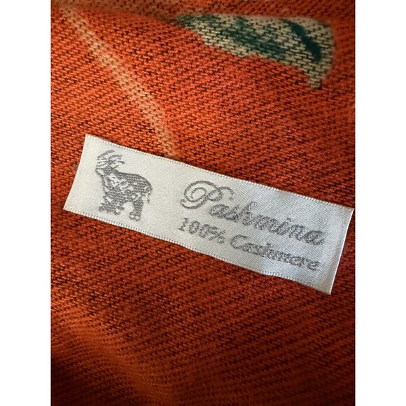 Pashmina 100% Cashmere Scarf Shawl Wrap Green Floral Reversible Black Fringe NWT - Picture 8 of 8